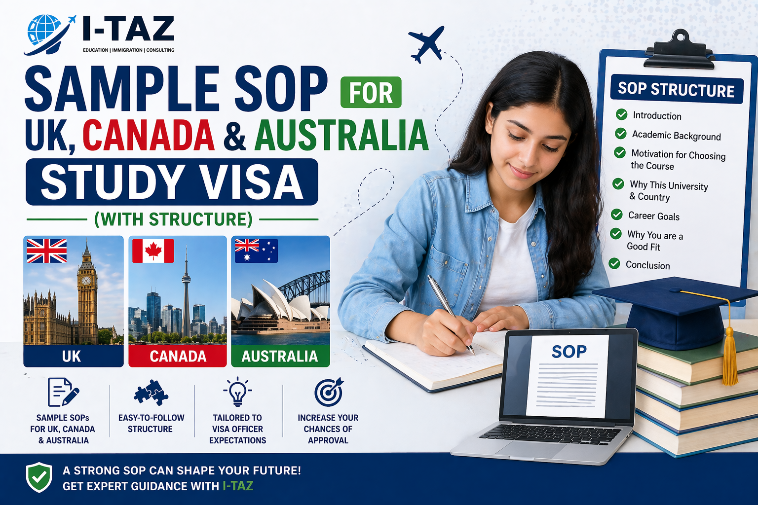 Sample SOP for UK, Canada & Australia Study Visa (With Structure)