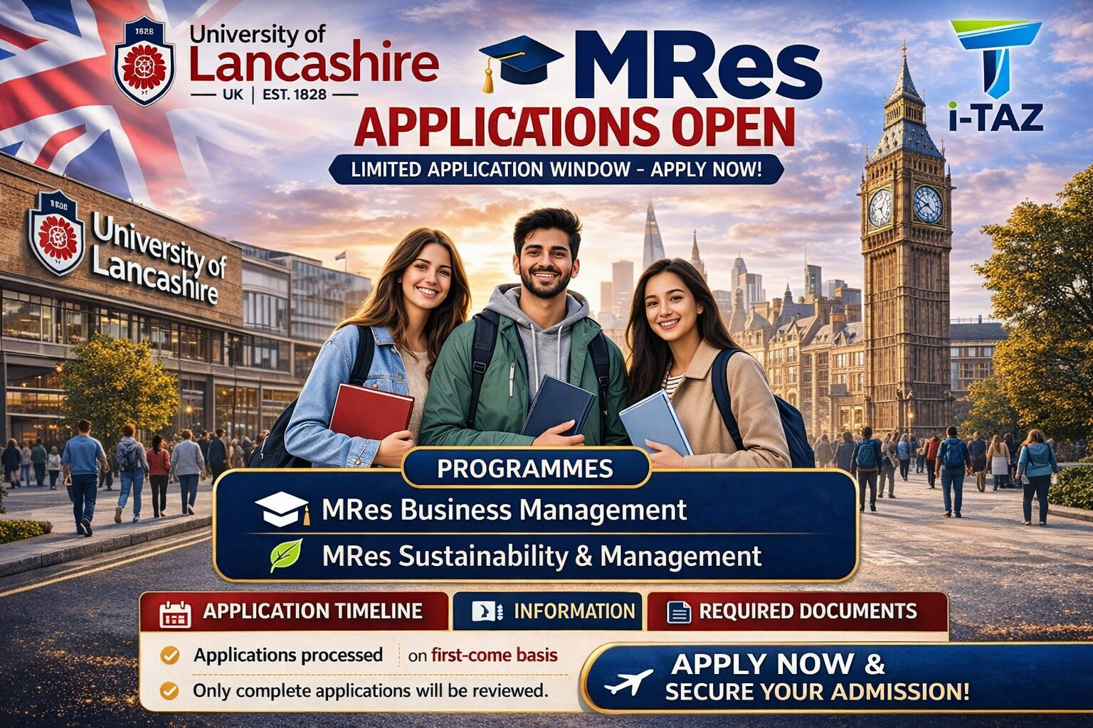 MRes in the UK – Apply to the University of Lancashire (UCLan) for 2026 Intake