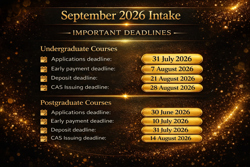 September 2026 Intake – Complete Guide to UK University Deadlines
