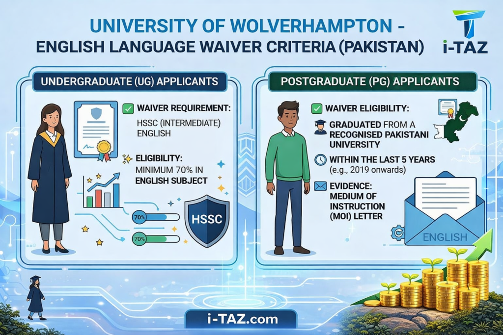 University of Wolverhampton English Language Waiver Criteria for Pakistani Students – Complete Guide (2026)