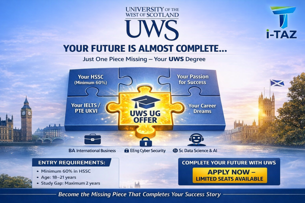 Study at UWS from Pakistan – Complete Guide to University of the West of Scotland Admissions (2026)